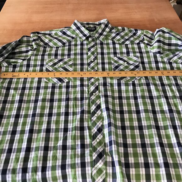 Wrangler Western Shirt Men 3XL Green Plaid Snap Button Up Pocket Long Sleeve - Picture 7 of 14